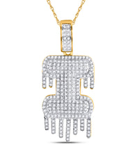 Load image into Gallery viewer, 10kt Yellow Gold Mens Round Diamond &quot;&quot;I&quot;&quot; Letter Charm Pendant 3/4 Cttw
