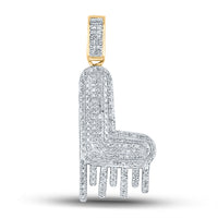 Load image into Gallery viewer, 10kt Yellow Gold Mens Round Diamond &quot;&quot;L&quot;&quot; Letter Charm Pendant 1/2 Cttw

