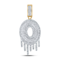 Load image into Gallery viewer, 10kt Yellow Gold Mens Round Diamond &quot;&quot;O&quot;&quot; Letter Charm Pendant 3/4 Cttw
