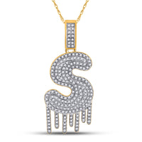 Load image into Gallery viewer, 10kt Yellow Gold Mens Round Diamond &quot;&quot;S&quot;&quot; Letter Charm Pendant 5/8 Cttw

