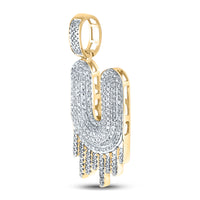Load image into Gallery viewer, 10kt Yellow Gold Mens Round Diamond &quot;&quot;U&quot;&quot; Letter Charm Pendant 3/4 Cttw
