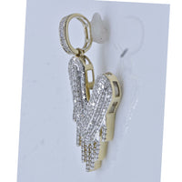 Load image into Gallery viewer, 10kt Yellow Gold Mens Round Diamond &quot;&quot;V&quot;&quot; Letter Charm Pendant 1/2 Cttw
