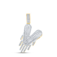 Load image into Gallery viewer, 10kt Yellow Gold Mens Round Diamond &quot;&quot;V&quot;&quot; Letter Charm Pendant 1/2 Cttw
