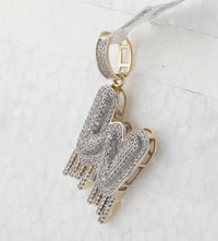 Load image into Gallery viewer, 10kt Yellow Gold Mens Round Diamond &quot;&quot;W&quot;&quot; Letter Charm Pendant 3/4 Cttw
