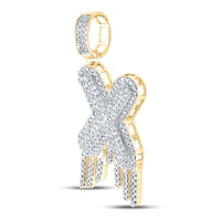 Load image into Gallery viewer, 10kt Yellow Gold Mens Round Diamond &quot;&quot;X&quot;&quot; Letter Charm Pendant 5/8 Cttw
