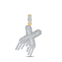 Load image into Gallery viewer, 10kt Yellow Gold Mens Round Diamond &quot;&quot;X&quot;&quot; Letter Charm Pendant 5/8 Cttw
