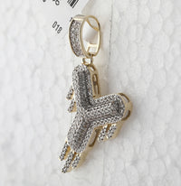 Load image into Gallery viewer, 10kt Yellow Gold Mens Round Diamond &quot;&quot;Y&quot;&quot; Letter Charm Pendant 1/2 Cttw
