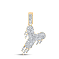 Load image into Gallery viewer, 10kt Yellow Gold Mens Round Diamond &quot;&quot;Y&quot;&quot; Letter Charm Pendant 1/2 Cttw
