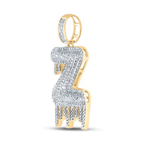 Load image into Gallery viewer, 10kt Yellow Gold Mens Round Diamond &quot;&quot;Z&quot;&quot; Letter Charm Pendant 3/4 Cttw
