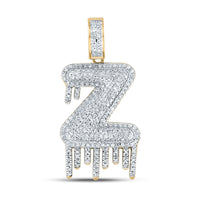 Load image into Gallery viewer, 10kt Yellow Gold Mens Round Diamond &quot;&quot;Z&quot;&quot; Letter Charm Pendant 3/4 Cttw
