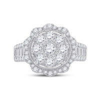 Load image into Gallery viewer, 14kt White Gold Womens Round Diamond Right Hand Cluster Ring 1-5/8 Cttw
