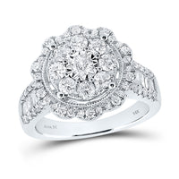 Load image into Gallery viewer, 14kt White Gold Womens Round Diamond Right Hand Cluster Ring 1-5/8 Cttw
