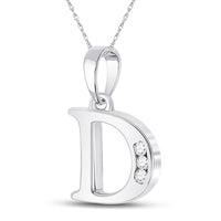 Load image into Gallery viewer, 1/20CTW-DIA CN LADIES INITIAL &quot;D&quot; PENDANT
