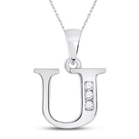 Load image into Gallery viewer, 1/20CTW-DIA CN LADIES INITIAL &quot; U &quot; PENDANT
