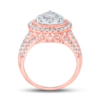 Load image into Gallery viewer, 14kt Rose Gold Womens Round Diamond Cluster Pear Bridal Wedding Engagement Ring 1-1/2 Cttw
