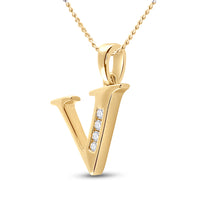 Load image into Gallery viewer, 1/20CTW-DIA CN LADIES INITIAL &quot; V &quot; PENDANT
