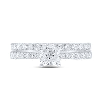 Load image into Gallery viewer, 14kt White Gold Womens Cushion Diamond Bridal Wedding Engagement Ring Band Set 1-1/5 Cttw (Certified)
