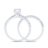 Load image into Gallery viewer, 14kt White Gold Womens Cushion Diamond Bridal Wedding Engagement Ring Band Set 1-1/5 Cttw (Certified)
