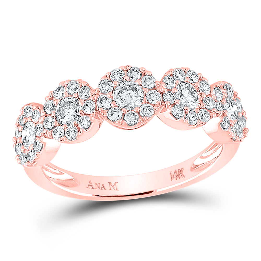 14kt Rose Gold Womens Round Diamond Band Ring 1.00 Cttw