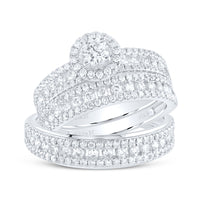 Load image into Gallery viewer, 14kt White Gold His Hers Round Diamond Solitaire Matching Bridal Wedding Ring Band Set 2.00 Cttw (Certified)
