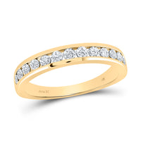 Load image into Gallery viewer, 14kt Yellow Gold Womens Round Diamond Wedding Single Row Band 1/2 Cttw
