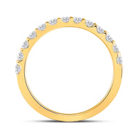 Load image into Gallery viewer, 14kt Yellow Gold Womens Round Diamond Wedding Single Row Band 1/2 Cttw
