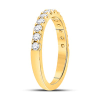 Load image into Gallery viewer, 14kt Yellow Gold Womens Round Diamond Wedding Single Row Band 1/2 Cttw
