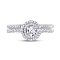 Load image into Gallery viewer, 10kt White Gold Womens Round Diamond Bridal Wedding Engagement Ring Band Set 1/2 Cttw (Certified)
