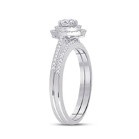 Load image into Gallery viewer, 10kt White Gold Womens Round Diamond Bridal Wedding Engagement Ring Band Set 1/2 Cttw (Certified)
