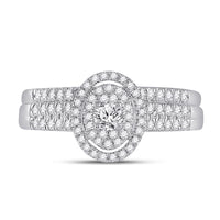 Load image into Gallery viewer, 10kt White Gold Womens Round Diamond Bridal Wedding Engagement Ring Band Set 1/2 Cttw
