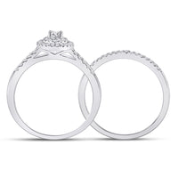 Load image into Gallery viewer, 10kt White Gold Womens Round Diamond Bridal Wedding Engagement Ring Band Set 1/2 Cttw
