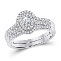 Load image into Gallery viewer, 10kt White Gold Womens Round Diamond Bridal Wedding Engagement Ring Band Set 1/2 Cttw
