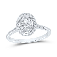 Load image into Gallery viewer, 10kt White Gold Womens Round Diamond Oval Bridal Wedding Engagement Ring 1/2 Cttw
