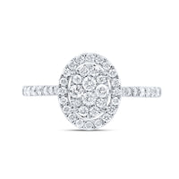 Load image into Gallery viewer, 10kt White Gold Womens Round Diamond Oval Bridal Wedding Engagement Ring 1/2 Cttw
