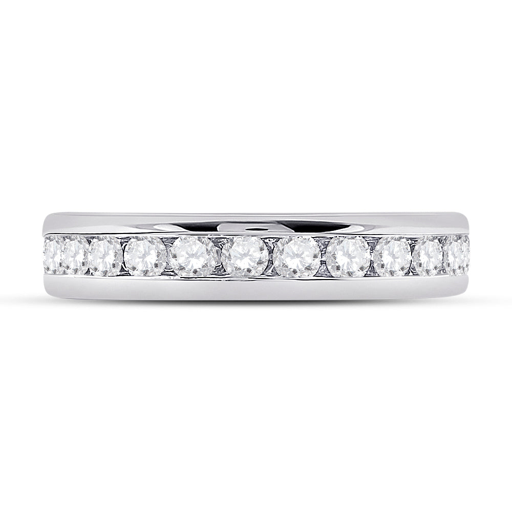 14kt White Gold Womens Round Diamond Channel Set Eternity Ring 1-1/2 Cttw