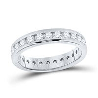 Load image into Gallery viewer, 14kt White Gold Womens Round Diamond Channel Set Eternity Ring 1-1/2 Cttw
