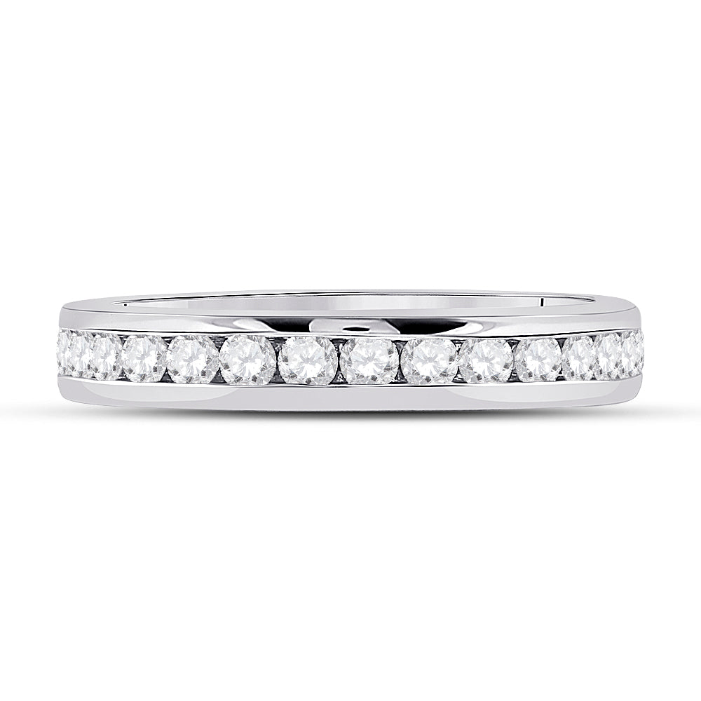 14kt White Gold Womens Round Diamond Channel Set Eternity Ring 1.00 Cttw