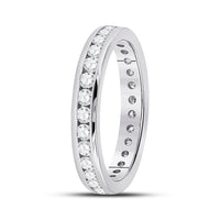 Load image into Gallery viewer, 14kt White Gold Womens Round Diamond Channel Set Eternity Ring 1.00 Cttw
