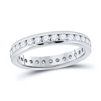 Load image into Gallery viewer, 14kt White Gold Womens Round Diamond Channel Set Eternity Ring 1.00 Cttw
