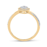Load image into Gallery viewer, 14kt Yellow Gold Womens Round Diamond Cluster Bridal Wedding Engagement Ring 1/3 Cttw
