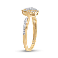 Load image into Gallery viewer, 14kt Yellow Gold Womens Round Diamond Cluster Bridal Wedding Engagement Ring 1/3 Cttw
