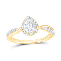Load image into Gallery viewer, 14kt Yellow Gold Womens Round Diamond Cluster Bridal Wedding Engagement Ring 1/3 Cttw
