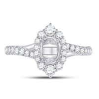 Load image into Gallery viewer, 14kt White Gold Womens Round Diamond 1 Ct Oval Center Halo Bridal Wedding Semi-Mount Ring 5/8 Cttw
