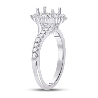 Load image into Gallery viewer, 14kt White Gold Womens Round Diamond 1 Ct Oval Center Halo Bridal Wedding Semi-Mount Ring 5/8 Cttw
