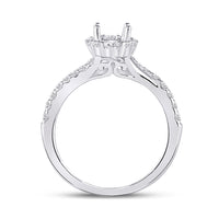 Load image into Gallery viewer, 14kt White Gold Womens Round Diamond 1 Ct Oval Center Halo Bridal Wedding Semi-Mount Ring 5/8 Cttw
