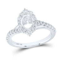 Load image into Gallery viewer, 14kt White Gold Womens Round Diamond 1 Ct Oval Center Halo Bridal Wedding Semi-Mount Ring 5/8 Cttw
