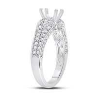 Load image into Gallery viewer, 14kt White Gold Womens Round Diamond 3/4 Ct Oval Center Solitaire Bridal Wedding Semi-Mount Ring 3/4 Cttw
