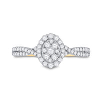Load image into Gallery viewer, 10kt Yellow Gold Womens Round Diamond Oval Bridal Wedding Engagement Ring 1/2 Cttw
