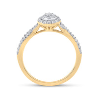 Load image into Gallery viewer, 10kt Yellow Gold Womens Round Diamond Oval Bridal Wedding Engagement Ring 1/2 Cttw
