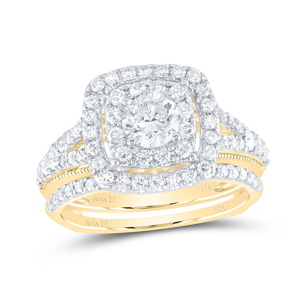 1 1/2CT-DIA ANA M 1/2CT-CRD BRIDAL SETS 2HALO